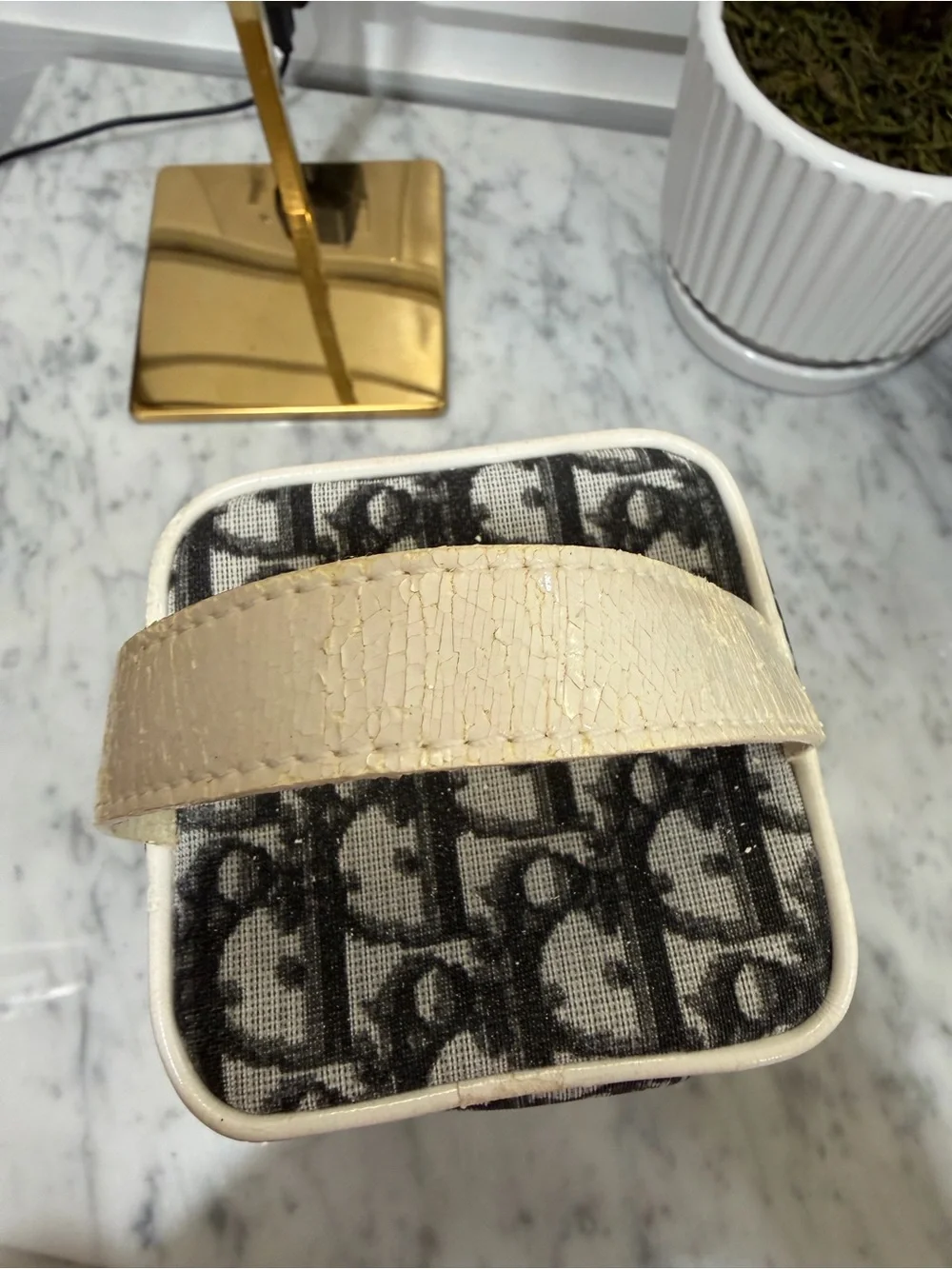 Dior Black and White Monogram Canvas Cosmetic Case with '2' Patch